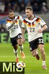 14.11.2025, Fussball WM-Qualifikation Europa 2025/26, 9.Spieltag,  Luxemburg - Deutschland, im Stade de Luxembourg (Croix de Gasperich, Luxemburg), Serge Gnabry (Deutschland), David Raum (Deutschland) 