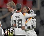 17.11.2025, Fussball WM-Qualifikation Europa 2025/26, 10.Spieltag,  Deutschland - Slowakei, in der Red-Bull-Arena Leipzig (Deutschland). Torjubel v.l. Nick Woltemade (Deutschland), Leroy Sane (Deutschland) und Serge Gnabry (Deutschland) 