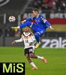 17.11.2025, Fussball WM-Qualifikation Europa 2025/26, 10.Spieltag,  Deutschland - Slowakei, in der Red-Bull-Arena Leipzig (Deutschland). v.l. Nathaniel Brown (Deutschland) gegen Peter Pekarik (Slowakei) 