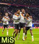 17.11.2025, Fussball WM-Qualifikation Europa 2025/26, 10.Spieltag,  Deutschland - Slowakei, in der Red-Bull-Arena Leipzig (Deutschland). Torjubel v.li: Felix Nmecha (Deutschland), Assan Ouedraogo (Deutschland), Nathaniel Brown (Deutschland)  