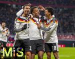 17.11.2025, Fussball WM-Qualifikation Europa 2025/26, 10.Spieltag,  Deutschland - Slowakei, in der Red-Bull-Arena Leipzig (Deutschland). Torjubel v.li: Felix Nmecha (Deutschland), Assan Ouedraogo (Deutschland), Nathaniel Brown (Deutschland) 