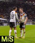 17.11.2025, Fussball WM-Qualifikation Europa 2025/26, 10.Spieltag,  Deutschland - Slowakei, in der Red-Bull-Arena Leipzig (Deutschland). Torjubel v.li: Leroy Sane (Deutschland) und Joshua Kimmich (Deutschland) 