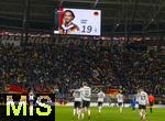 17.11.2025, Fussball WM-Qualifikation Europa 2025/26, 10.Spieltag,  Deutschland - Slowakei, in der Red-Bull-Arena Leipzig (Deutschland). Torjubel Leroy Sane (Deutschland), auf der Anzeigetafel und vorne mit Nick Woltemade (Deutschland) 