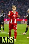 22.11.2025, Fussball Bundesliga 2025/2026, 11.Spieltag, FC Bayern M�nchen - SC Freiburg, in der Allianz-Arena M�nchen, Lennart Karl (FC Bayern M�nchen) unzufrieden.