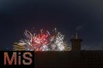01.01..2026, Bad W�rishofen, Unterallg�u. Silvesterfeuerwerk �ber den D�chern der Stadt.