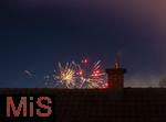 01.01..2026, Bad W�rishofen, Unterallg�u. Silvesterfeuerwerk �ber den D�chern der Stadt.
