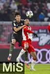 06.01.2026, Fussball 1. Bundesliga 2025/2026, Testspiel: RB Salzburg - FC Bayern M�nchen, in der Red Bull Arena Salzburg (�sterreich), v.li: Min-jae Kim (Bayern M�nchen, Minjae Kim) gegen Karim Onisiwo (Salzburg)
