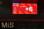 11.01.2026, Fussball Bundesliga 2025/2026, 16.Spieltag, FC Bayern M�nchen - VfL Wolfsburg, in der Allianz-Arena M�nchen, Auf der Anzeigetafel steht 6 Minuten Nachspielzeit (Plus6), oben links wird die Nachspielzeit nun Sekundengenau angezeigt, neben den 90:00 Minuten erfolgter Spielzeit.