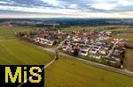 03.04.2025,  Oberauerbach im Unterallg�u,  Luftbild von oben, mit der Bundesstrasse B18 von M�nchen nach Memmingen.