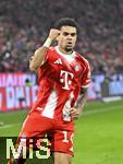 08.02.2026, Fussball Bundesliga 2025/2026, 21.Spieltag, FC Bayern M�nchen - TSG 1899 Hoffenheim, in der Allianz-Arena M�nchen,   Torjubel von Luis Diaz (FC Bayern M�nchen) nach dem 3:1 v.l. Luis Diaz (FC Bayern M�nchen) jubelt.

