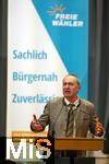 09.02.2026, Bad W�rishofen im Unterallg�u, Parteiveranstaltung zur Kommunalwahl 2026, Freie W�hler laden ein in den Kursaal. Zu Gast ist Hubert Aiwanger (Stellvertretender bayerischer Ministerpr�sident, Staatsminister f�r Wirtschaft, Landesentwicklung und Energie, Bundes- und bayerischer Landesvorsitzender der Freien W�hler) hier am Rednerpult.