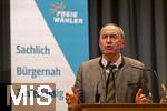 09.02.2026, Bad Wörishofen im Unterallgäu, Parteiveranstaltung zur Kommunalwahl 2026, Freie Wähler laden ein in den Kursaal. Zu Gast ist Hubert Aiwanger (Stellvertretender bayerischer Ministerpräsident, Staatsminister für Wirtschaft, Landesentwicklung und Energie, Bundes- und bayerischer Landesvorsitzender der Freien Wähler) hier am Rednerpult. 