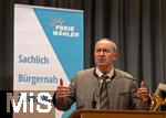 09.02.2026, Bad Wörishofen im Unterallgäu, Parteiveranstaltung zur Kommunalwahl 2026, Freie Wähler laden ein in den Kursaal. Zu Gast ist Hubert Aiwanger (Stellvertretender bayerischer Ministerpräsident, Staatsminister für Wirtschaft, Landesentwicklung und Energie, Bundes- und bayerischer Landesvorsitzender der Freien Wähler) hier am Rednerpult. 