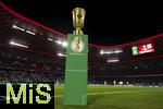 11.02.2026, Fussball DFB-Pokal 2025/2026, Viertelfinale, FC Bayern München - RB Leipzig, in der Allianz-Arena München. Der DFB-Pokal steht auf der Stele bereit am Spielfeldrand. 
