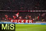 11.02.2026, Fussball DFB-Pokal 2025/2026, Viertelfinale, FC Bayern München - RB Leipzig, in der Allianz-Arena München.  FUCK RB Plakat der Bayernfans gegen die Vereinsführung von RB Leipzig.
