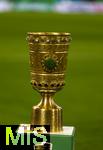 11.02.2026, Fussball DFB-Pokal 2025/2026, Viertelfinale, FC Bayern München - RB Leipzig, in der Allianz-Arena München. Der DFB-Pokal steht auf der Stele bereit.