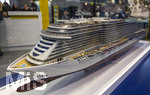 20.02.2026, Die Reise- und Freizeitmesse f.r.e.e.26 in München im Messegelände Riem. Am Stand von MSC-Cruises steht ein Modell-Schiff eines Kreuzfahrtschiffes die MSC Seaside
