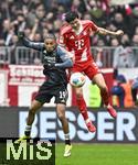 21.02.2026, Fussball Bundesliga 2025/2026, 23.Spieltag, FC Bayern M�nchen - Eintracht Frankfurt, in der Allianz-Arena M�nchen,   v.l. Jean-Matteo Bahoya (Eintracht Frankfurt) gegen Min-jae Kim (Bayern M�nchen, Minjae Kim) 


