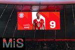 21.02.2026, Fussball Bundesliga 2025/2026, 23.Spieltag, FC Bayern München - Eintracht Frankfurt, in der Allianz-Arena München, Harry Kane (FC Bayern München) auf der Anzeigetafel.