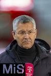 22.02.2026, Google Pixel Frauen-Fussball Bundesliga 2025/2026, 19.Spieltag, FC Bayern München - VfL Wolfsburg, im Bayern-Campus München, Präsident Herbert Hainer (FC Bayern) beim Interview  