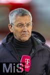 22.02.2026, Google Pixel Frauen-Fussball Bundesliga 2025/2026, 19.Spieltag, FC Bayern München - VfL Wolfsburg, im Bayern-Campus München, Präsident Herbert Hainer (FC Bayern) beim Interview  