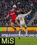 27.02.2026, Fussball 1. Bundesliga 2025/2026, 24.Spieltag, FC Augsburg - 1.FC K�ln, in der WWK-Arena Augsburg. v.li: Jahmai Simpson-Pusey (K�ln) gegen Han-Noah Massengo (FC Augsburg) 