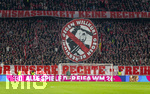 06.03.2026, Fussball Bundesliga 2025/2026, 25.Spieltag, FC Bayern München - Borussia Mönchengladbach, in der Allianz-Arena München, Bayernfans mit Plakataktion: Gegen Willkür, gegen Repression