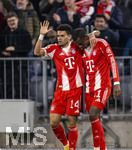 06.03.2026, Fussball Bundesliga 2025/2026, 25.Spieltag, FC Bayern München - Borussia Mönchengladbach, in der Allianz-Arena München, Torjubel, Luis Diaz (FC Bayern München), Nicolas Jackson (FC Bayern München) 