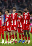 06.03.2026, Fussball Bundesliga 2025/2026, 25.Spieltag, FC Bayern München - Borussia Mönchengladbach, in der Allianz-Arena München, Schlussjubel, v.li: Jamal Musiala (Bayern München), David Santos Daiber (Bayern München), Maycon Cardozo (Bayern München), Nicolas Jackson (FC Bayern München) 