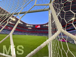 06.03.2026, Fussball Bundesliga 2025/2026, 25.Spieltag, FC Bayern München - Borussia Mönchengladbach, in der Allianz-Arena München,  vor dem Spiel ein Blick durch das Tornetz.