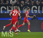 10.03.2026,  Fussball UEFA Championsleague 2025/2026: Achtelfinale, Atalanta Bergamo - FC Bayern München, in der New Balance Arena (Bergamo, Italien), Josip Stanisic (Bayern München) jubelt.
  

