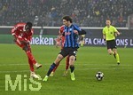 10.03.2026,  Fussball UEFA Championsleague 2025/2026: Achtelfinale, Atalanta Bergamo - FC Bayern München, in der New Balance Arena (Bergamo, Italien), Nicolas Jackson (FC Bayern München) zieht ab und trifft zum 0:4 vorbei an Lorenzo Bernasconi (Atalanta Bergamo).
  

