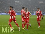 10.03.2026,  Fussball UEFA Championsleague 2025/2026: Achtelfinale, Atalanta Bergamo - FC Bayern München, in der New Balance Arena (Bergamo, Italien), Torjubel v.l. Michael Olise (FC Bayern München) und Joshua Kimmich (FC Bayern München) , Jonathan Tah (FC Bayern München) und Jamal Musiala (Bayern München) 
  

