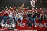 10.03.2026,  Fussball UEFA Championsleague 2025/2026: Achtelfinale, Atalanta Bergamo - FC Bayern München, in der New Balance Arena (Bergamo, Italien), Die Bayern Fans jubeln 
  

