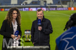 10.03.2026,  Fussball UEFA Championsleague 2025/2026: Achtelfinale, Atalanta Bergamo - FC Bayern München, in der New Balance Arena (Bergamo, Italien), Lothar Matthäus (re) am SKY-Sport Mikrofon, mit Moderatorin Kimberly Budinsky (li) 