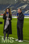 10.03.2026,  Fussball UEFA Championsleague 2025/2026: Achtelfinale, Atalanta Bergamo - FC Bayern München, in der New Balance Arena (Bergamo, Italien), Lothar Matthäus (re) am SKY-Sport Mikrofon, mit Moderatorin Kimberly Budinsky (li)  