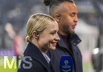 10.03.2026,  Fussball UEFA Championsleague 2025/2026: Achtelfinale, Atalanta Bergamo - FC Bayern München, in der New Balance Arena (Bergamo, Italien),  Sport-Moderatorin Lena Cassel mit Experte Patrick Owomoyela (re).
