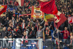10.03.2026,  Fussball UEFA Championsleague 2025/2026: Achtelfinale, Atalanta Bergamo - FC Bayern München, in der New Balance Arena (Bergamo, Italien), Bayernfans in ihrer Kurve.