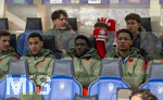 10.03.2026,  Fussball UEFA Championsleague 2025/2026: Achtelfinale, Atalanta Bergamo - FC Bayern München, in der New Balance Arena (Bergamo, Italien), Ersatzbank, v.li: Leon Goretzka (FC Bayern München), Jamal Musiala (Bayern München), Alphonso Davies (FC Bayern München), Torwart Leonard Prescott (FC Bayern München),  