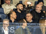 10.03.2026,  Fussball UEFA Championsleague 2025/2026: Achtelfinale, Atalanta Bergamo - FC Bayern München, in der New Balance Arena (Bergamo, Italien), Ehrentribüne mit der Bayern-Führung,  v.lI. ROUVEN KASPER (VORSTAND MARKETING UND VERTRIEB, FCB), Sportvorstand Max Eberl (Bayern München), oben: Antonio Di Salvo, Raimund Aumann,  