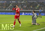 10.03.2026,  Fussball UEFA Championsleague 2025/2026: Achtelfinale, Atalanta Bergamo - FC Bayern München, in der New Balance Arena (Bergamo, Italien), Torjubel Jamal Musiala (Bayern München) 
