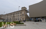 10.03.2026,  Fussball UEFA Championsleague 2025/2026: Achtelfinale, Atalanta Bergamo - FC Bayern München, in der New Balance Arena (Bergamo, Italien), Aussenansicht Fassade des Stadions.  Haupttribüne: die denkmalgeschützten Fassaden und die beiden Dächer der Längstribünen wurden bei keiner Stadionerneuerung angetastet und sind noch im Original-Zustand.