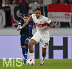 12.03.2026, Fussball UEFA Europa League 2025/2026: Achtelfinale, VfB Stuttgart - FC Porto, in der MHP-Arena Stuttgart, Nikolas Nartey (Stuttgart) setzt sich durch,
  

