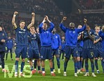 12.03.2026, Fussball UEFA Europa League 2025/2026: Achtelfinale, VfB Stuttgart - FC Porto, in der MHP-Arena Stuttgart, Die Spieler aus Porto feiern nach dem Spiel 

