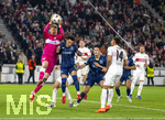 12.03.2026, Fussball UEFA Europa League 2025/2026: Achtelfinale, VfB Stuttgart - FC Porto, in der MHP-Arena Stuttgart, Torwart Alexander Nübel (Stuttgart) hechtet zum Ball.