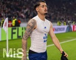 12.03.2026, Fussball UEFA Europa League 2025/2026: Achtelfinale, VfB Stuttgart - FC Porto, in der MHP-Arena Stuttgart, Borja Sainz (FC Porto) ohne Trikot, so sieht man sein Tattoo am Arm, die Jungfrau Maria