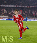 18.03.2026,  Fussball UEFA Championsleague 2025/2026: Achtelfinale Rückspiel,  FC Bayern München - Atalanta Bergamo, in der Allianz-Arena München, Torjubel Lennart Karl (FC Bayern München) 