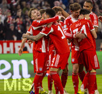 18.03.2026,  Fussball UEFA Championsleague 2025/2026: Achtelfinale Rückspiel,  FC Bayern München - Atalanta Bergamo, in der Allianz-Arena München, v.lI. Lennart Karl (FC Bayern München), Luis Diaz (FC Bayern München), Leon Goretzka (FC Bayern München), Deniz Ofli (FC Bayern München), Min-jae Kim (Bayern München, Minjae Kim) 