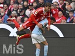 21.03.2026, Fussball Bundesliga 2025/2026, 27.Spieltag, FC Bayern München - 1.FC Union Berlin, in der Allianz-Arena München,      v.l. Leon Goretzka (FC Bayern München) gegen Janik Haberer (Union Berlin) 


