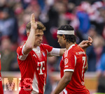 21.03.2026, Fussball Bundesliga 2025/2026, 27.Spieltag, FC Bayern München - 1.FC Union Berlin, in der Allianz-Arena München, Torjubel von links:  Joshua Kimmich (FC Bayern München), Serge Gnabry (FC Bayern München) 